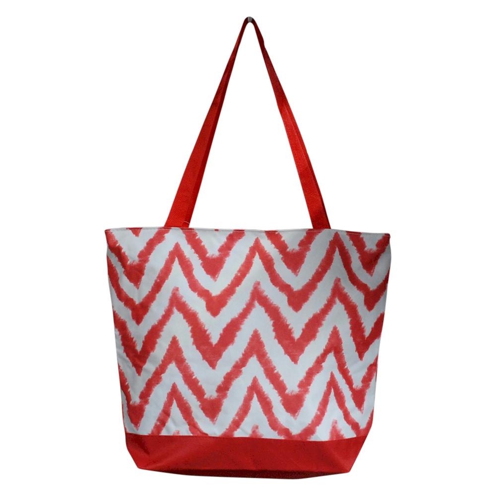 Chevron Ikat Print Tote Bag Embroidery Blanks - RED - CLOSEOUT