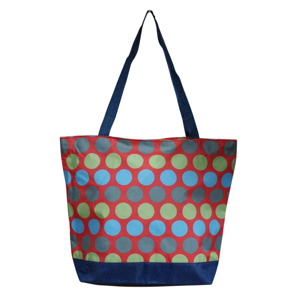Jumbo Dots Print Tote Bag Embroidery Blanks - RED/MULTI - CLOSEOUT