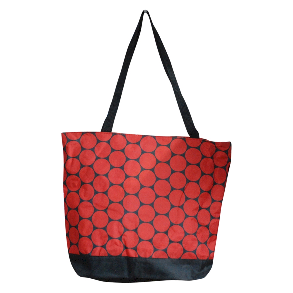 Jumbo Dots Print Tote Bag Embroidery Blanks - BLACK/RED - CLOSEOUT