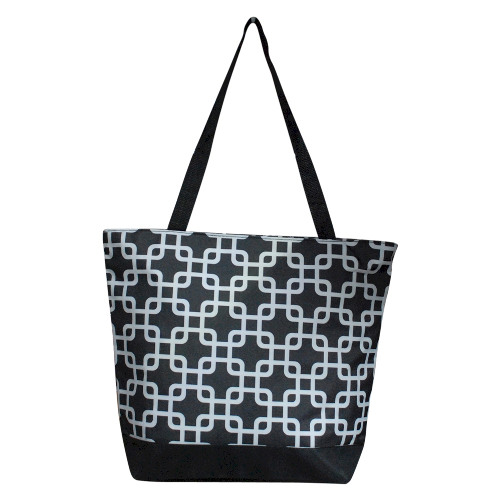Double Square Print Tote Bag Embroidery Blanks - BLACK TRIM