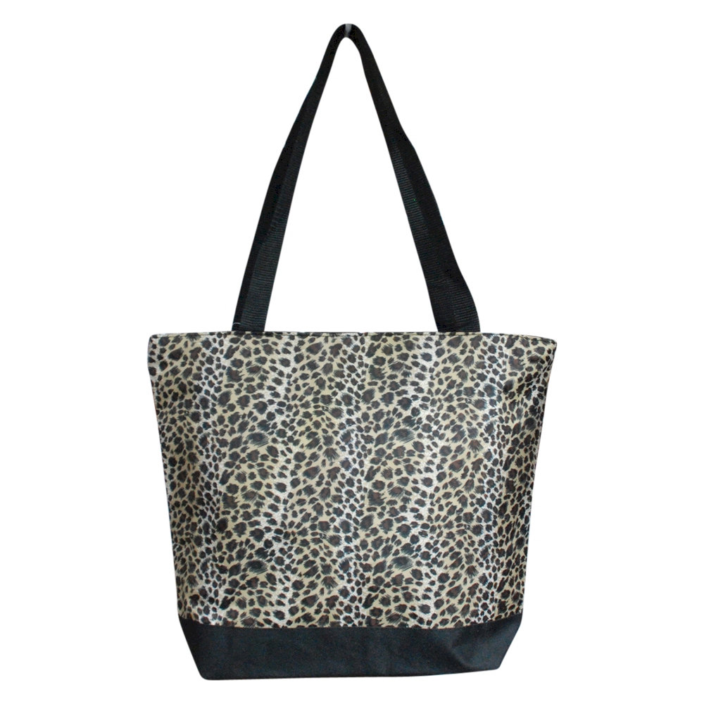 Leopard Print Tote Bag Embroidery Blanks - BLACK TRIM