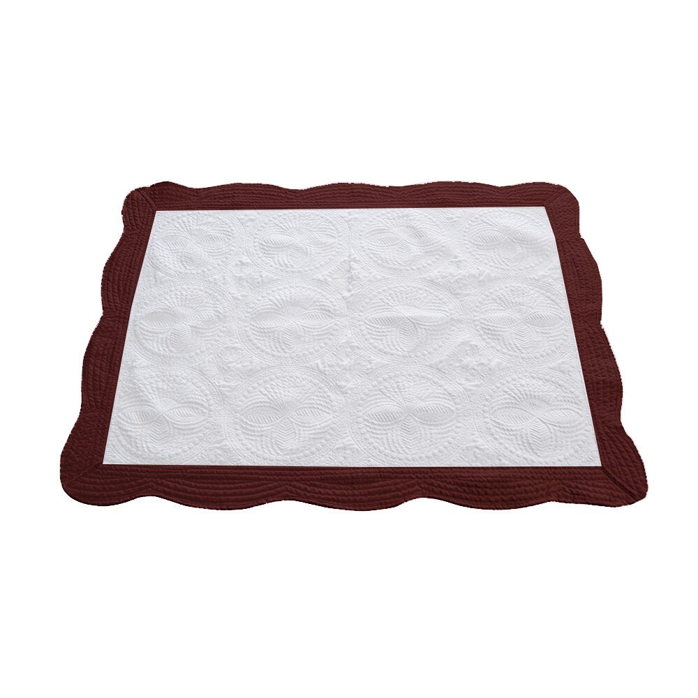 Quilted Heirloom Baby Quilt - WHITE/BROWN