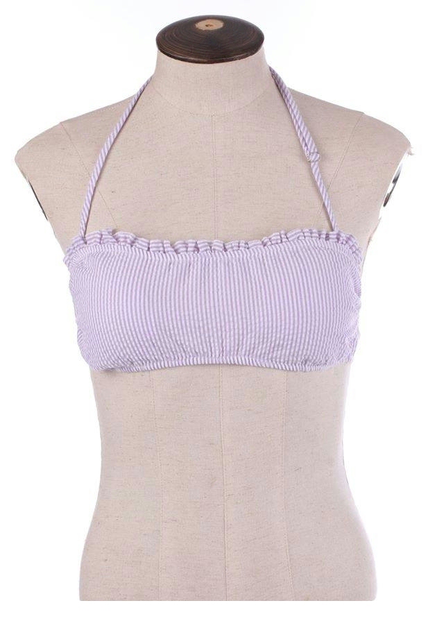 Seersucker Bandeau Bikini Swimsuit Top - LAVENDER