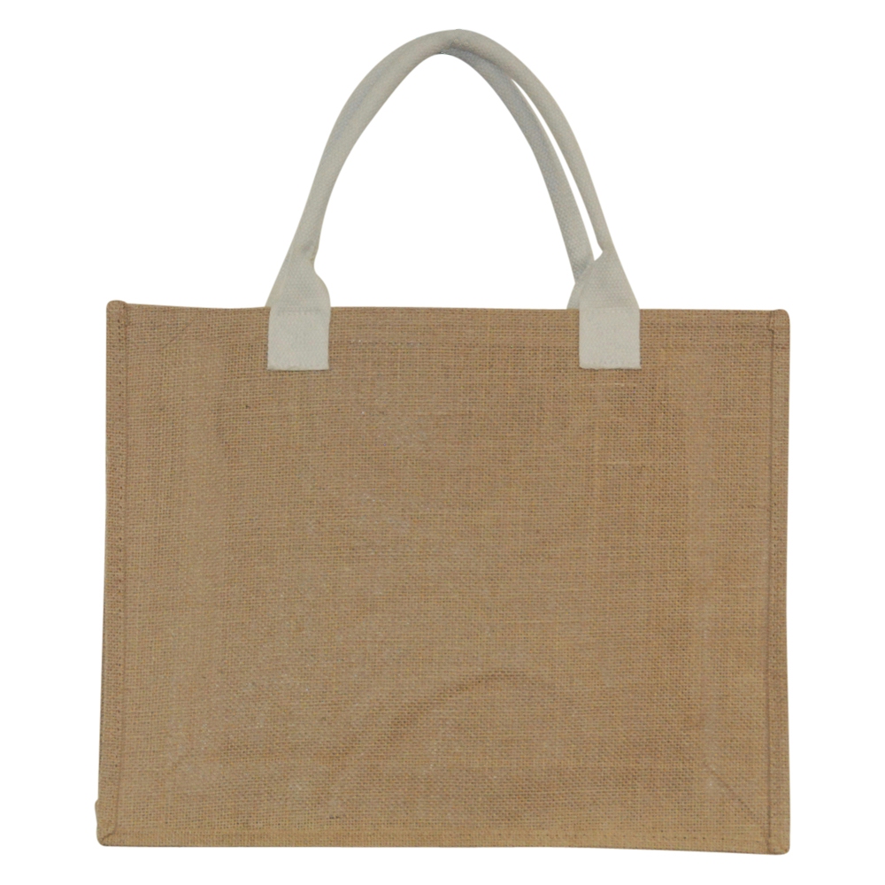 White Handle Jute Burlap Tote Bag Embroidery Blanks - CLOSEOUT