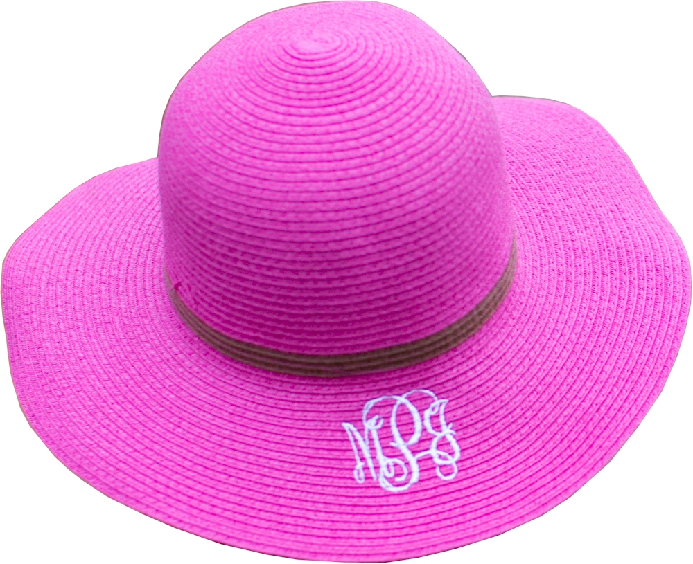 Kid's Wide Brim Floppy Hat Embroidery Blanks - HOT PINK/BROWN - CLOSEOUT