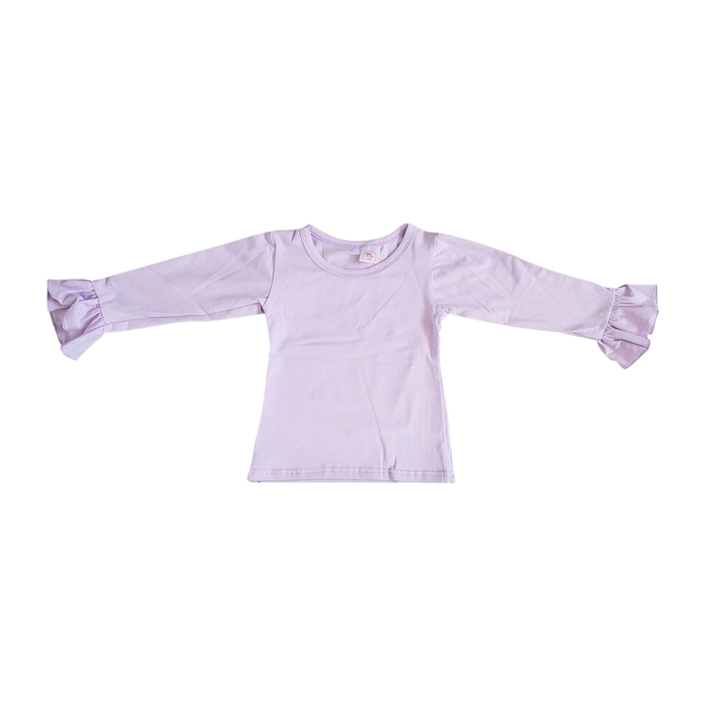 Long Sleeve Ruffle Shirt - LAVENDER - CLOSEOUT