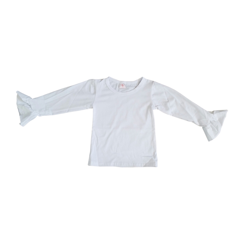 Long Sleeve Ruffle Shirt - WHITE - CLOSEOUT