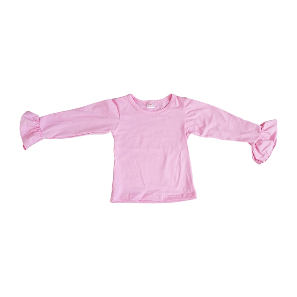Long Sleeve Ruffle Shirt - LIGHT PINK - CLOSEOUT