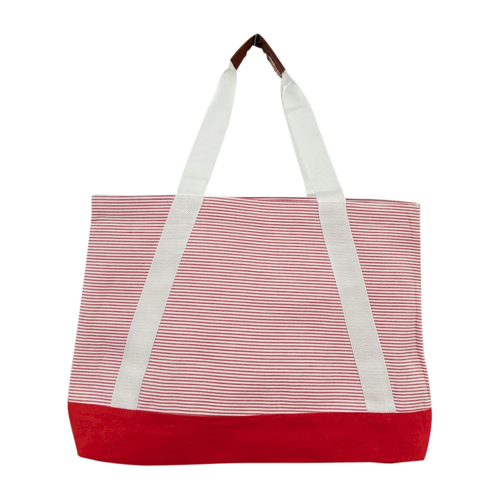 Oversized Seersucker Nautical Tote Bag Embroidery Blanks - RED - CLOSEOUT