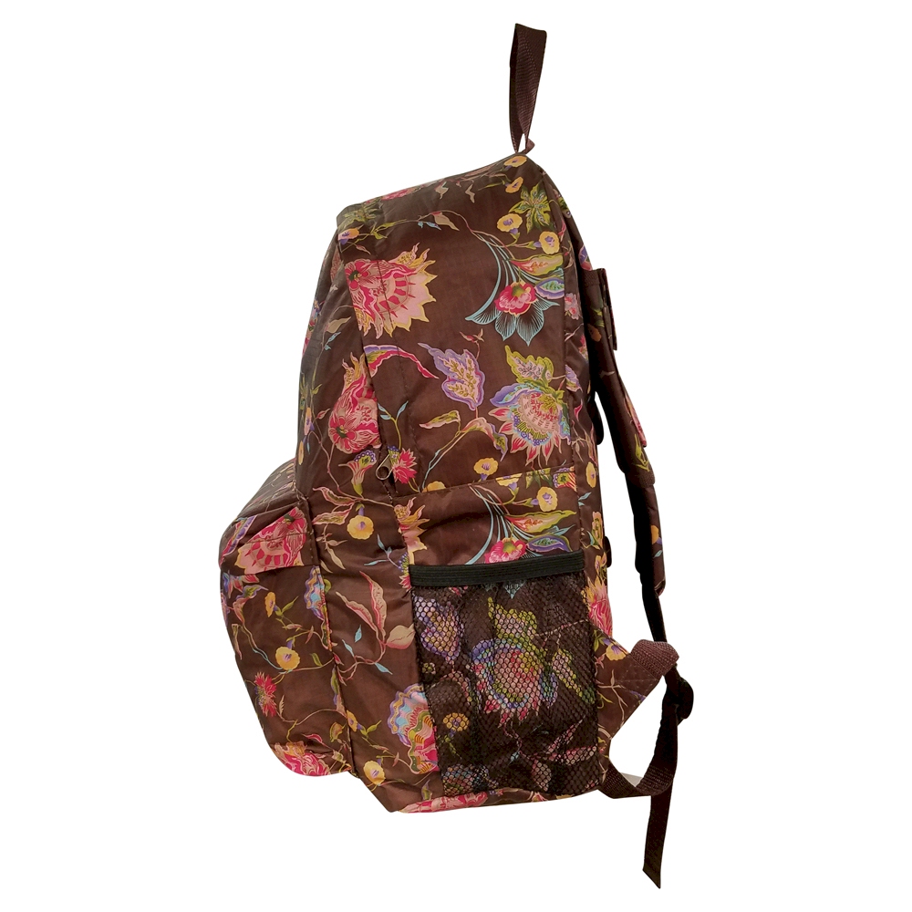 Fancy Floral Print Backpack Embroidery Blanks - BROWN TRIM - CLOSEOUT
