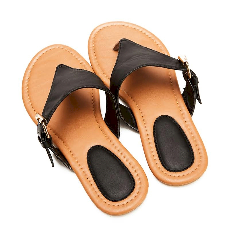 EasyStitch Monogrammable T-Strap Sandals - BLACK - CLOSEOUT