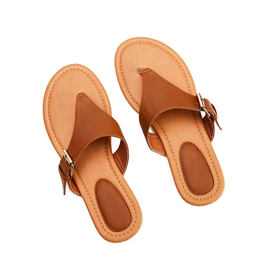 EasyStitch Monogrammable T-Strap Sandals - BROWN - CLOSEOUT