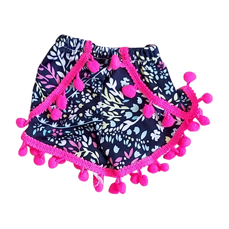 Pom-Pom Shorts for 18" Dolls - FLORAL VINES - CLOSEOUT