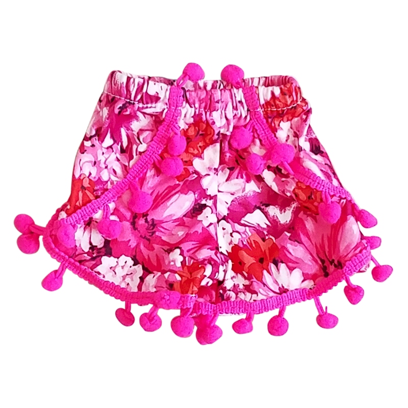 Pom-Pom Shorts for 18" Dolls - PINK FLORAL - CLOSEOUT