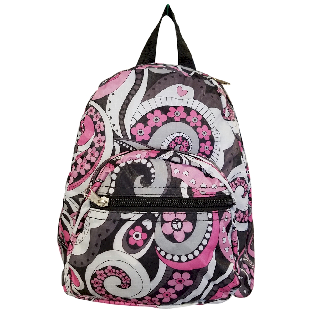 Paisley Print Mini-Backpack Embroidery Blanks - BLACK TRIM - CLOSEOUT