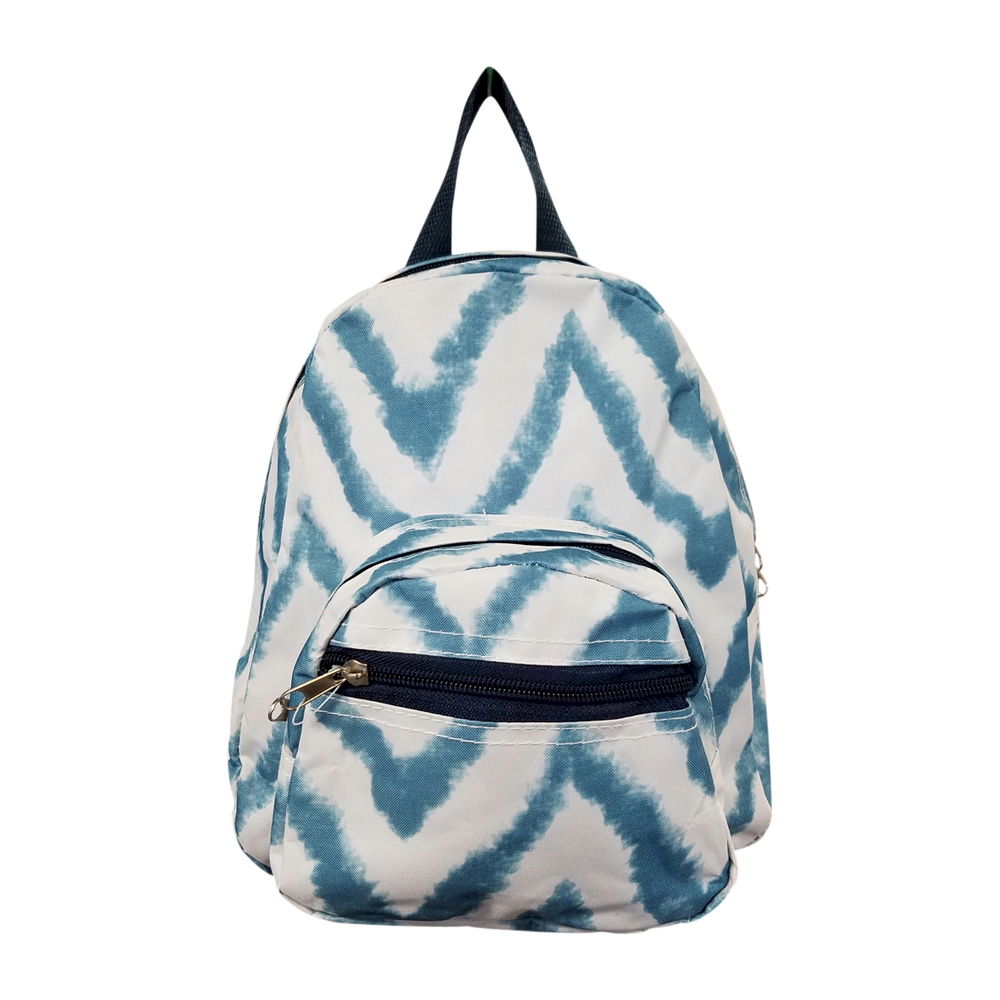 Chevron Ikat Print Mini-Backpack Embroidery Blanks - BLUE - CLOSEOUT