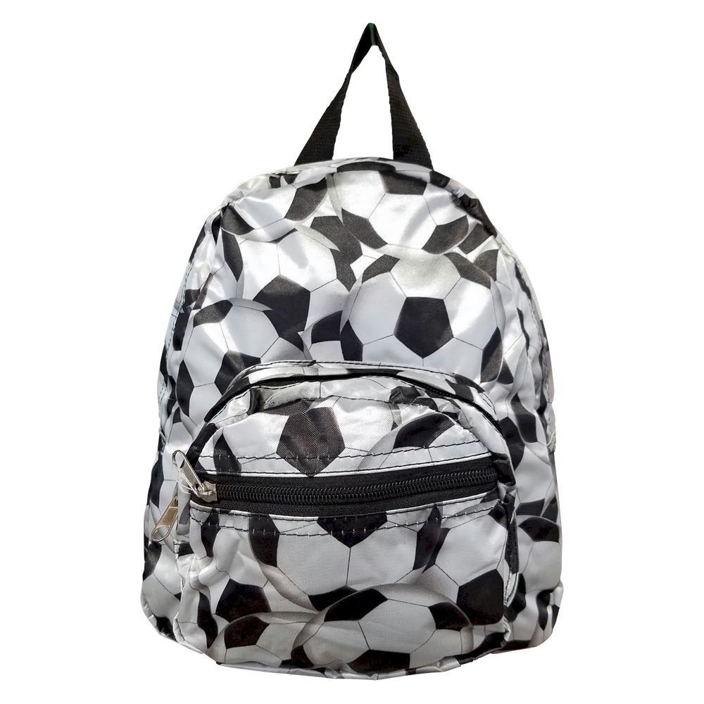 Soccer Print Mini-Backpack Embroidery Blanks - BLACK TRIM - CLOSEOUT