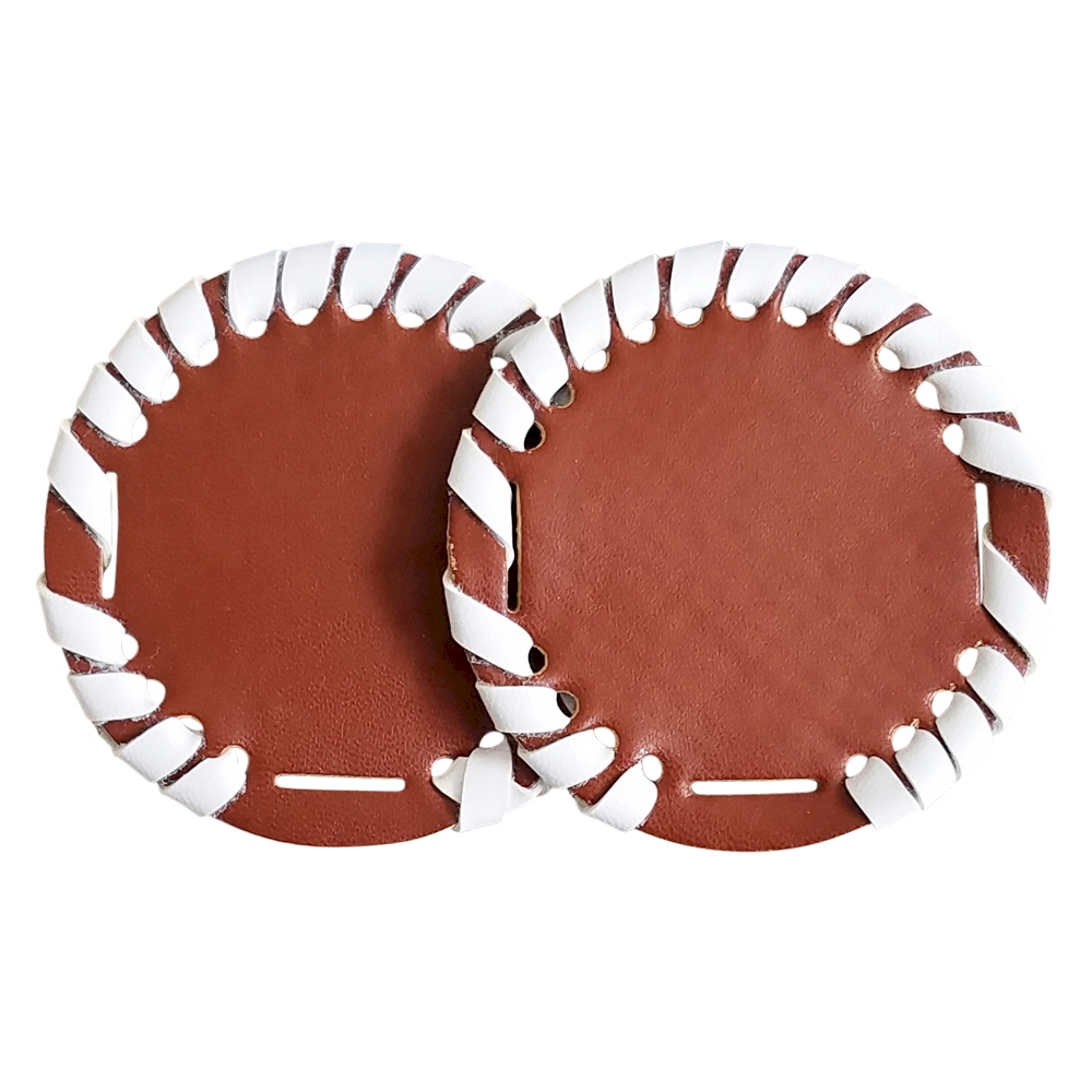 The Coral Palms® 2.5" EasyStitch Medallion Add-Ons One Pair - BROWN/WHITE TRIM