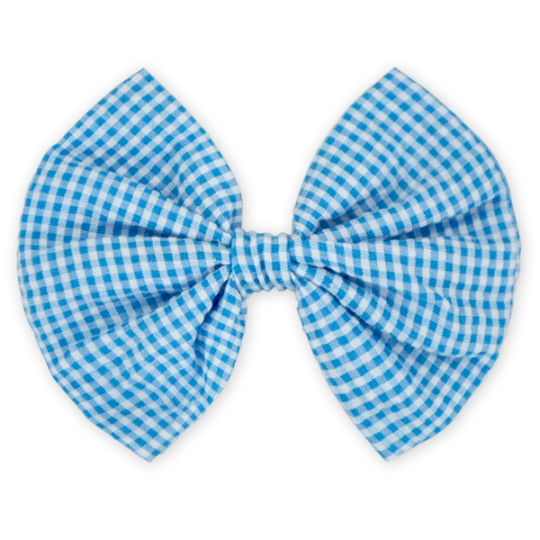 5" Gingham Hair Bow - TURQUOISE - CLOSEOUT