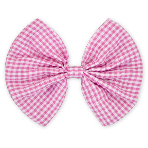 5" Gingham Hair Bow - HOT PINK - CLOSEOUT