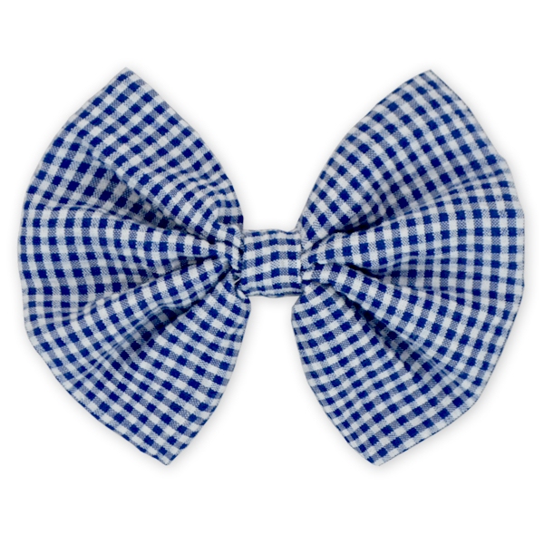5" Gingham Hair Bow - NAVY - CLOSEOUT