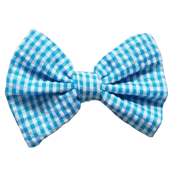 3.5" Gingham Hair Bow - TURQUOISE - CLOSEOUT
