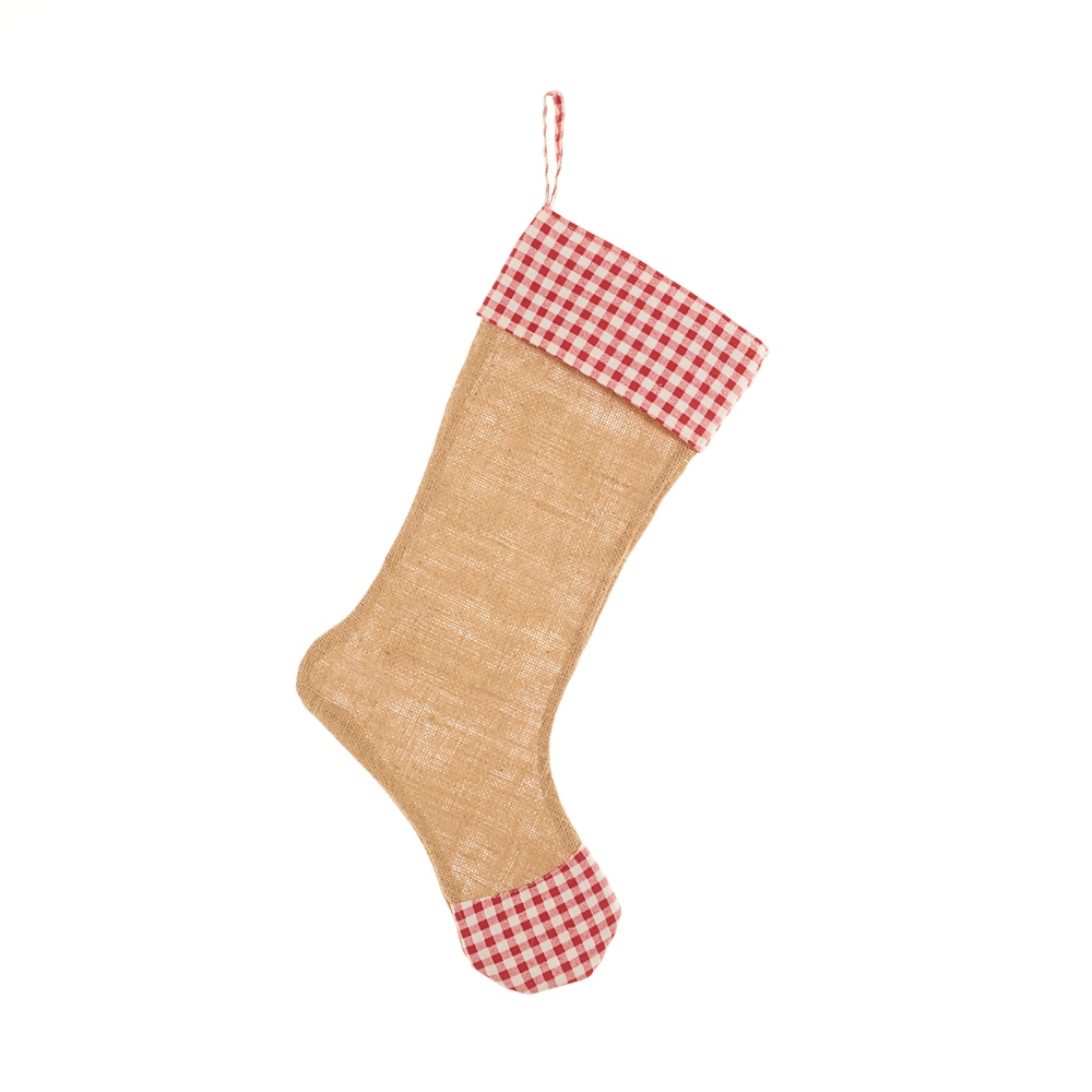 Blank Burlap Christmas Stocking - RED PLAID - CLOSEOUT