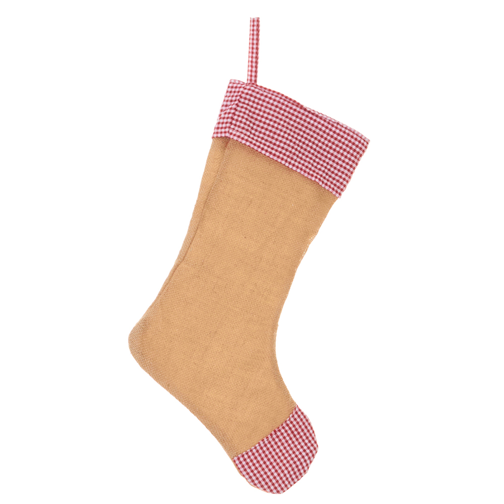 Blank Burlap Christmas Stocking - RED GINGHAM - CLOSEOUT
