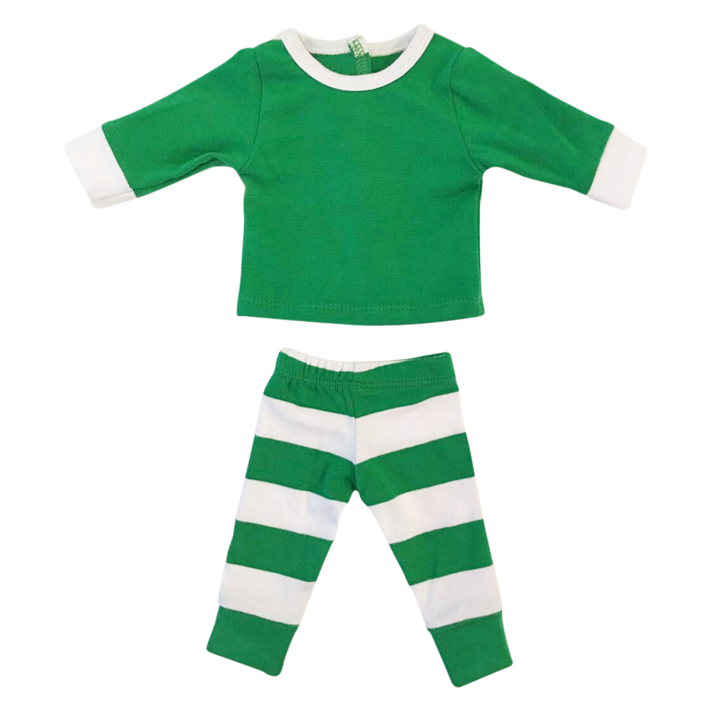 Christmas Striped Pajamas for 18" Dolls - GREEN/WHITE - CLOSEOUT