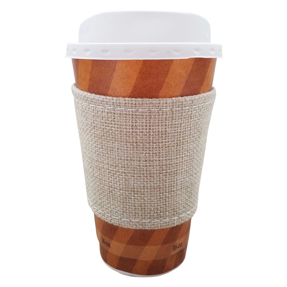 The Coral Palms® Jute Burlap Velcro Coffee Sleeve Wrap Coolie Embroidery Blanks - CLOSEOUT