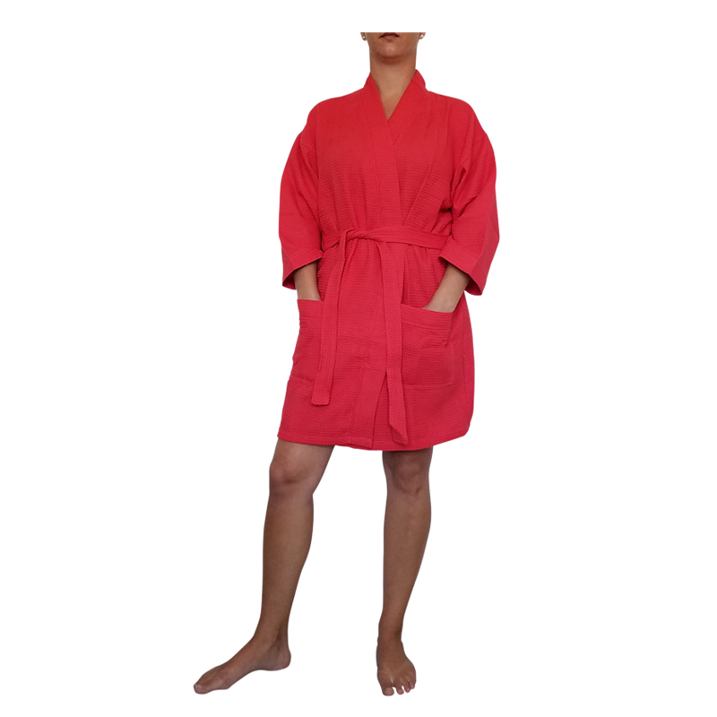 Cotton Waffle 36" Knee-Length Robe Embroidery Blanks - RED - CLOSEOUT