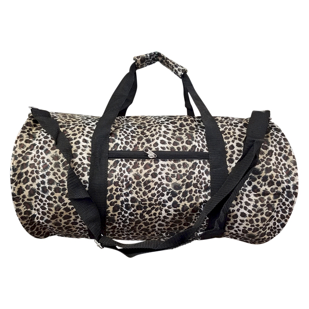 Leopard Print Duffel Bag Embroidery Blanks - BLACK TRIM - CLOSEOUT