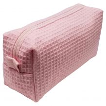 Small Cotton Waffle Cosmetic Bag Embroidery Blanks - PINK