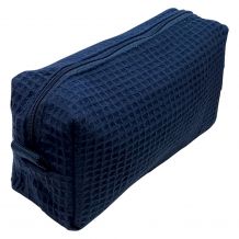 Small Cotton Waffle Cosmetic Bag Embroidery Blanks - NAVY