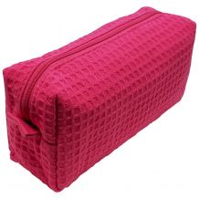 Small Cotton Waffle Cosmetic Bag Embroidery Blanks - FUCHSIA