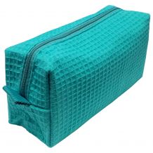 Small Cotton Waffle Cosmetic Bag Embroidery Blanks - CARIBBEAN GREEN