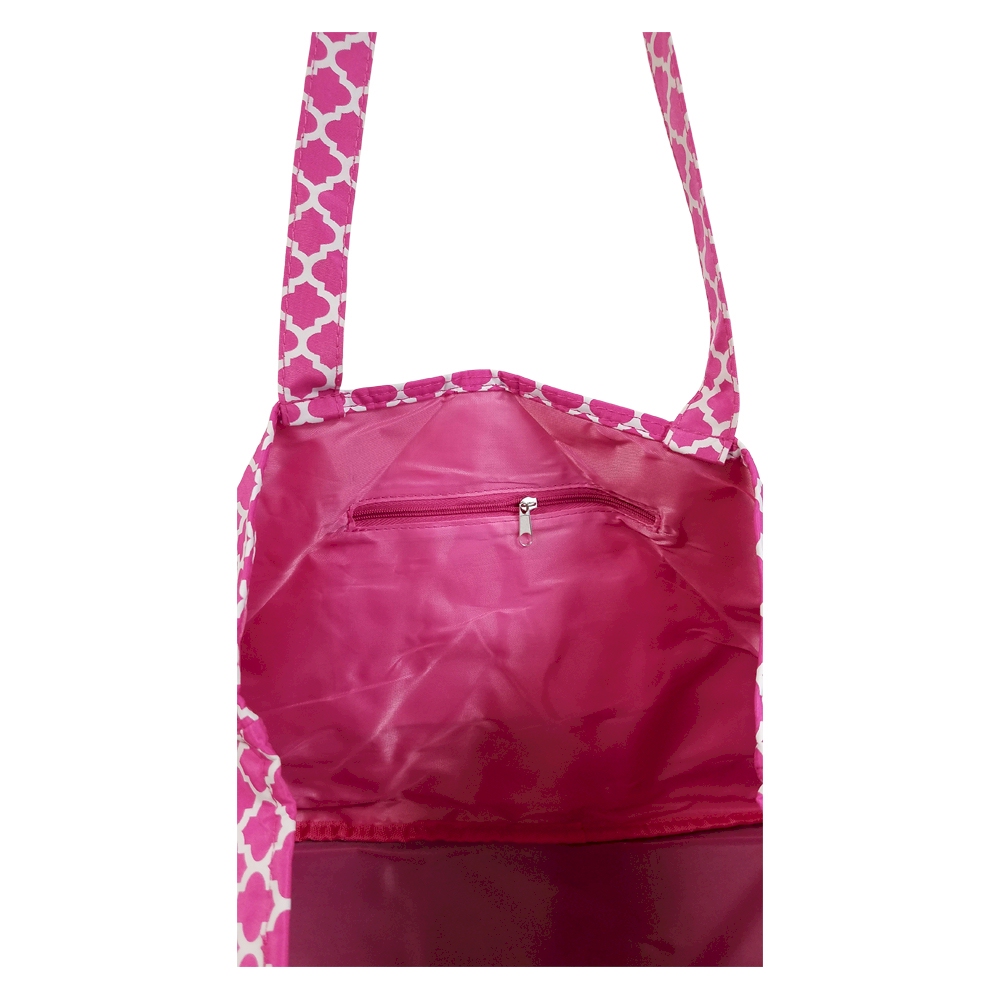 Quatrefoil Print Oversized Craft & Garden Multi-Purpose Carry-All Tote - HOT PINK - CLOSEOUT