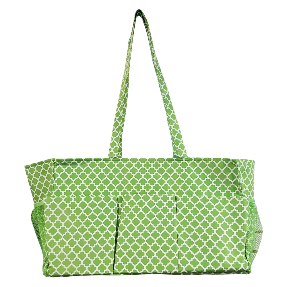 Quatrefoil Print Oversized Craft & Garden Multi-Purpose Carry-All Tote - LIME - CLOSEOUT