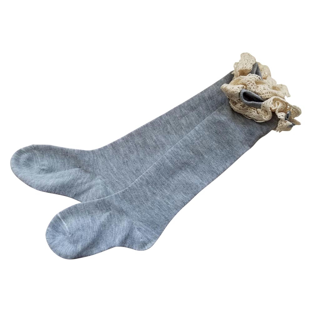 Lace Top Toddler Boot Socks - HEATHER GRAY - CLOSEOUT