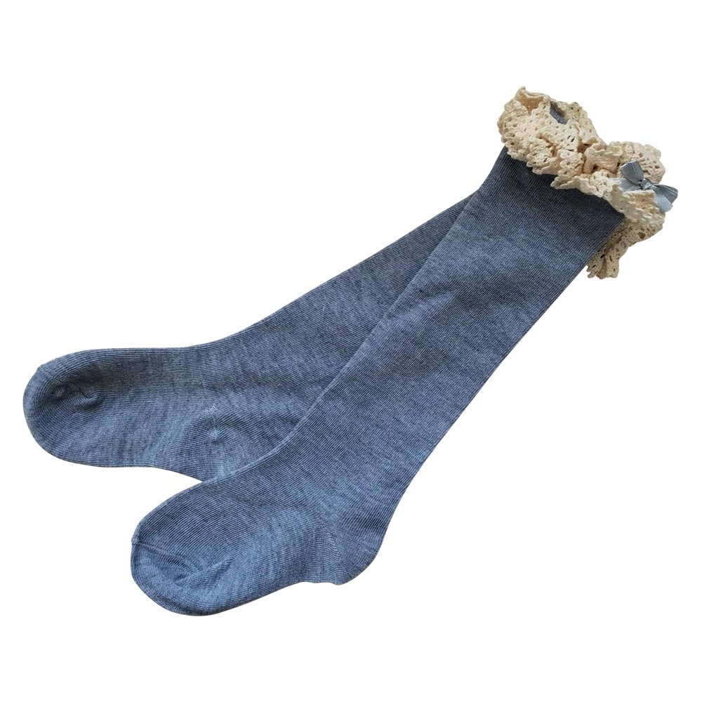 Lace Top Toddler Boot Socks - SLATE GRAY - CLOSEOUT