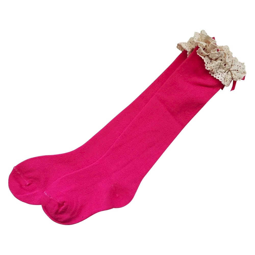 Lace Top Toddler Boot Socks - HOT PINK - CLOSEOUT