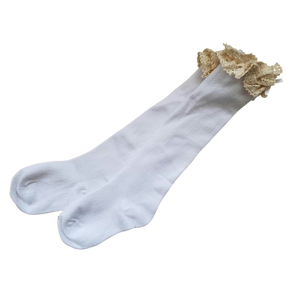 Lace Top Toddler Boot Socks - WHITE - CLOSEOUT
