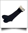 Lace Top Toddler Boot Socks - BLACK - CLOSEOUT