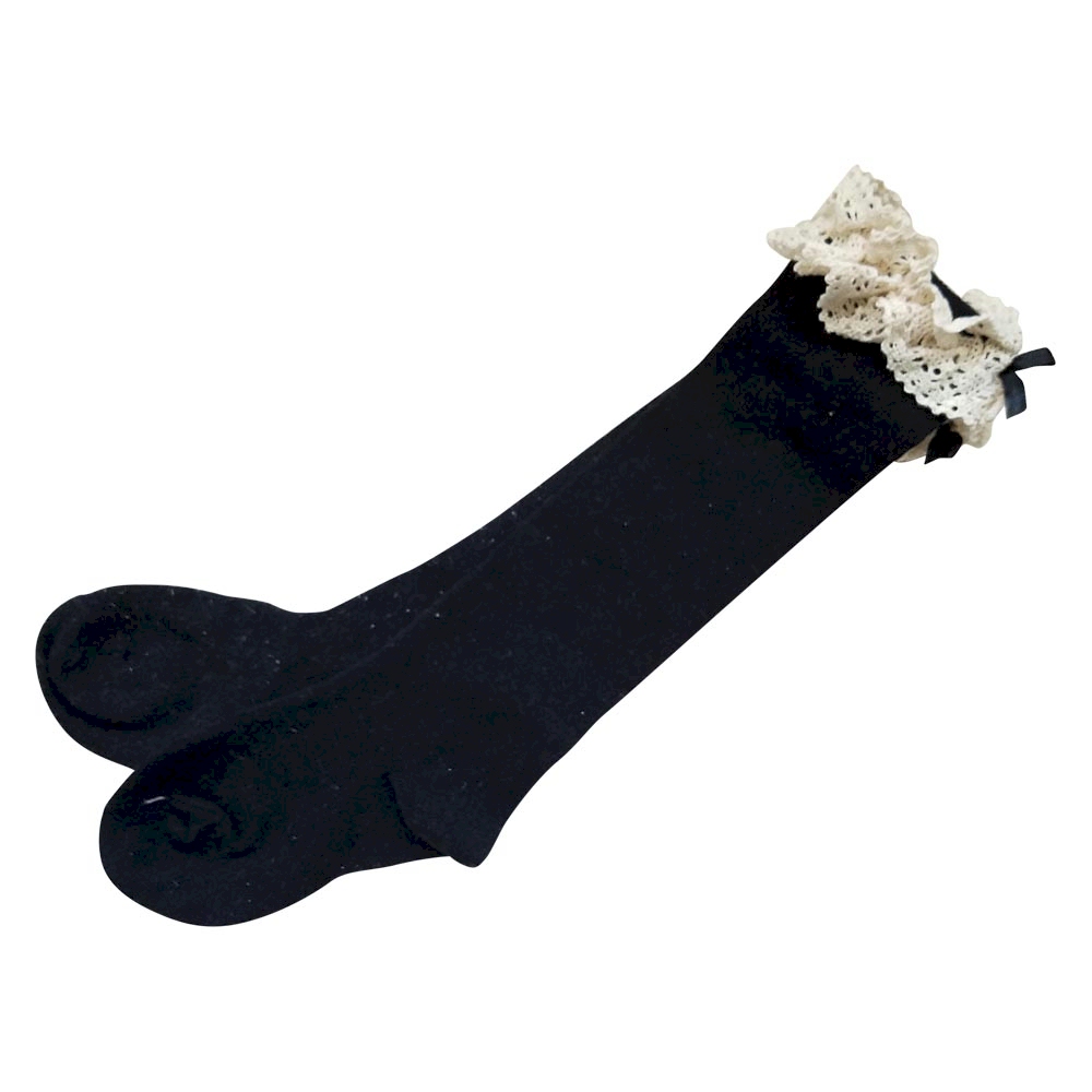 Lace Top Toddler Boot Socks - BLACK - CLOSEOUT
