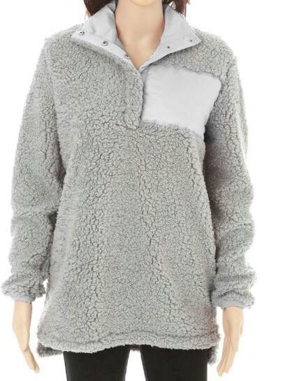 Warm & Cozy Sherpa Pullover - GRAY - CLOSEOUT