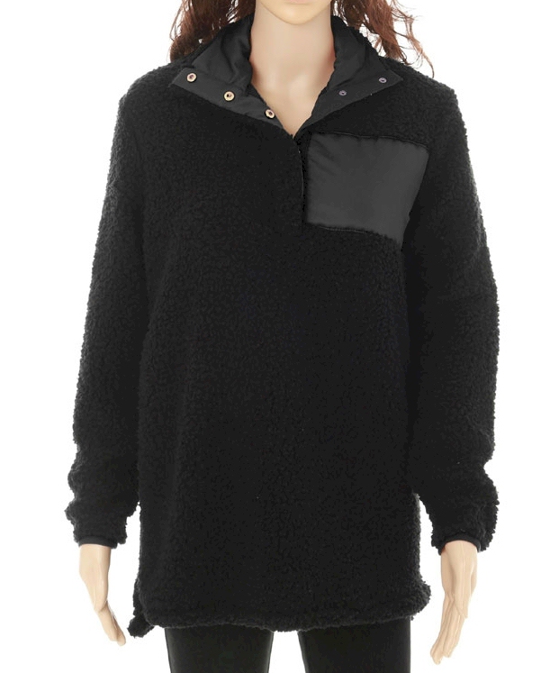 Warm & Cozy Sherpa Pullover - BLACK - CLOSEOUT