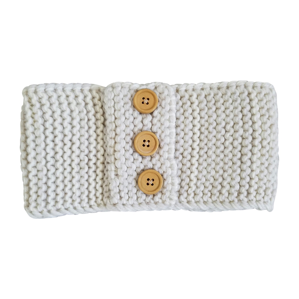 Three Button Blank Crochet Headband Head Wrap - IVORY - CLOSEOUT