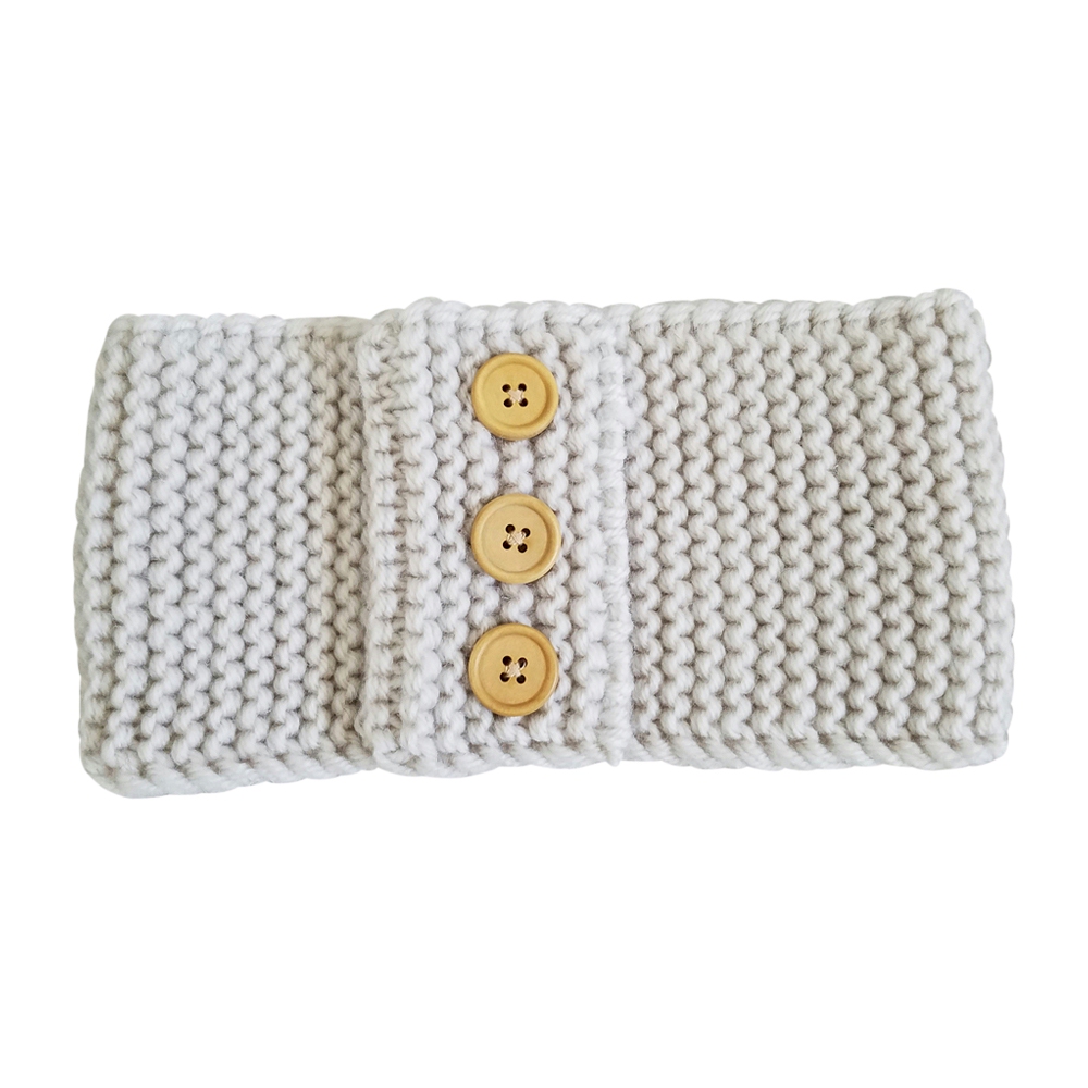 Three Button Blank Crochet Headband Head Wrap - BARELY GRAY - CLOSEOUT