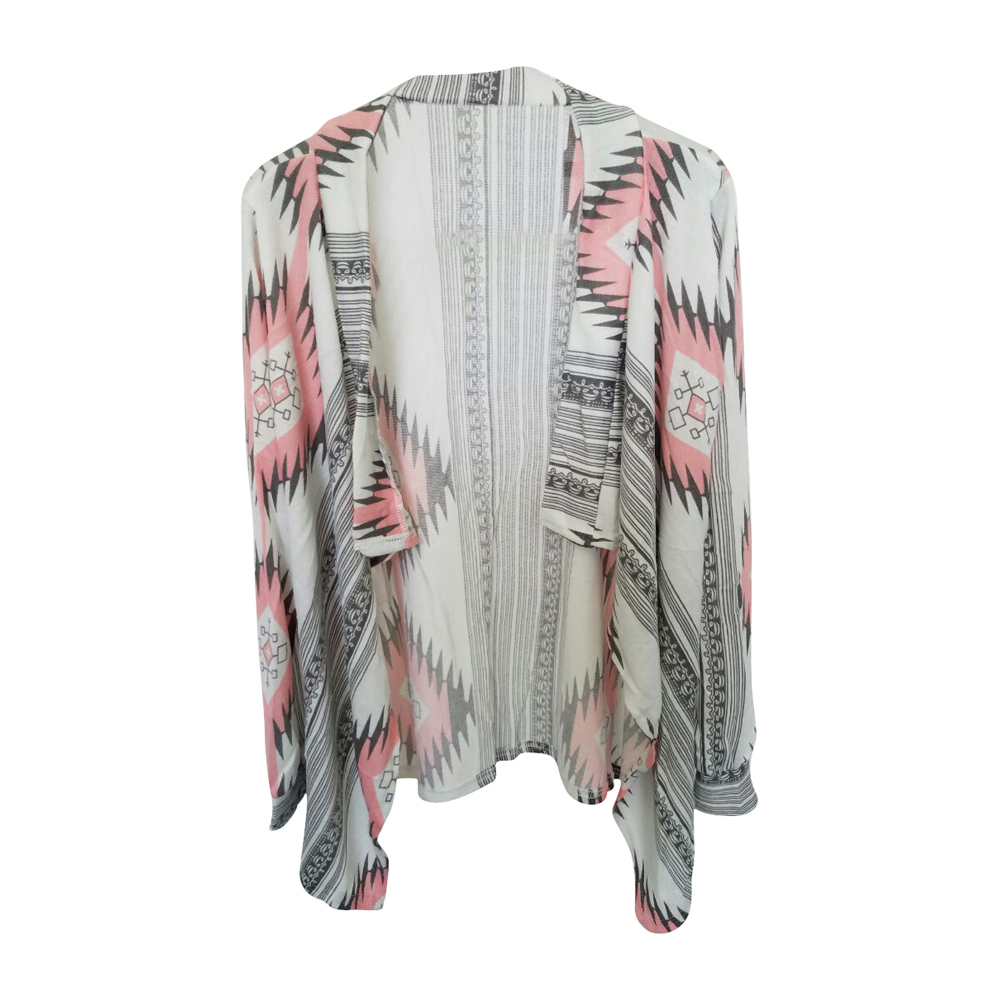 Flowy Open Front Super Soft Aztec Cardigan - PINK - CLOSEOUT