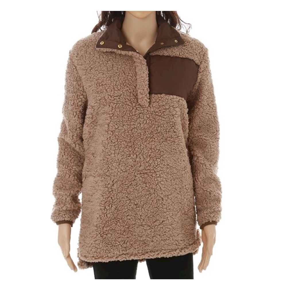 Warm & Cozy Sherpa Pullover - BROWN - CLOSEOUT
